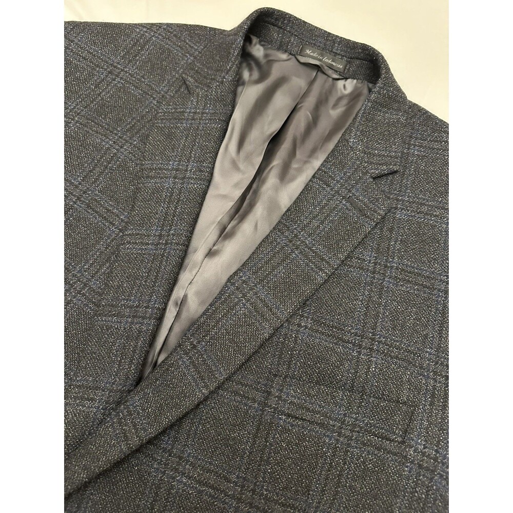 Lauren Ralph Lauren Wool Glen Window Pane Plaid Blazer Two Button Navy Grey 52L